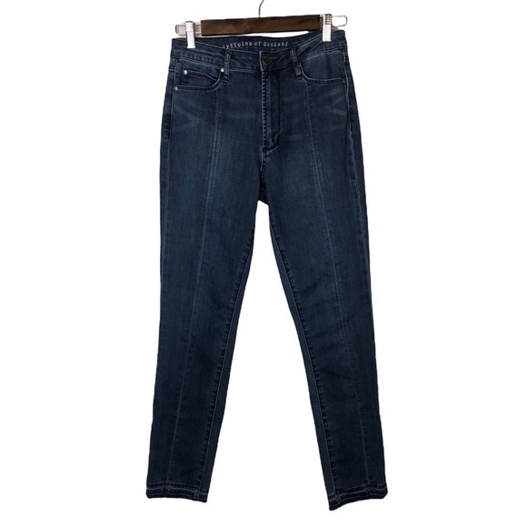 Articles of Society Rene Dark Wash High Rise Raw Hem Line Front Skinny Jeans 27 - Picture 1 of 7